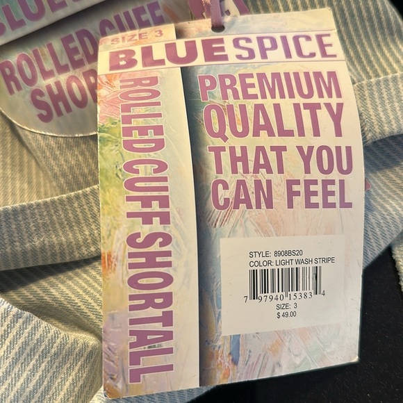 Curated Two Piece Y2K Bundle Striped Denim Overalls with Colorblock Top - Picture 9 of 9